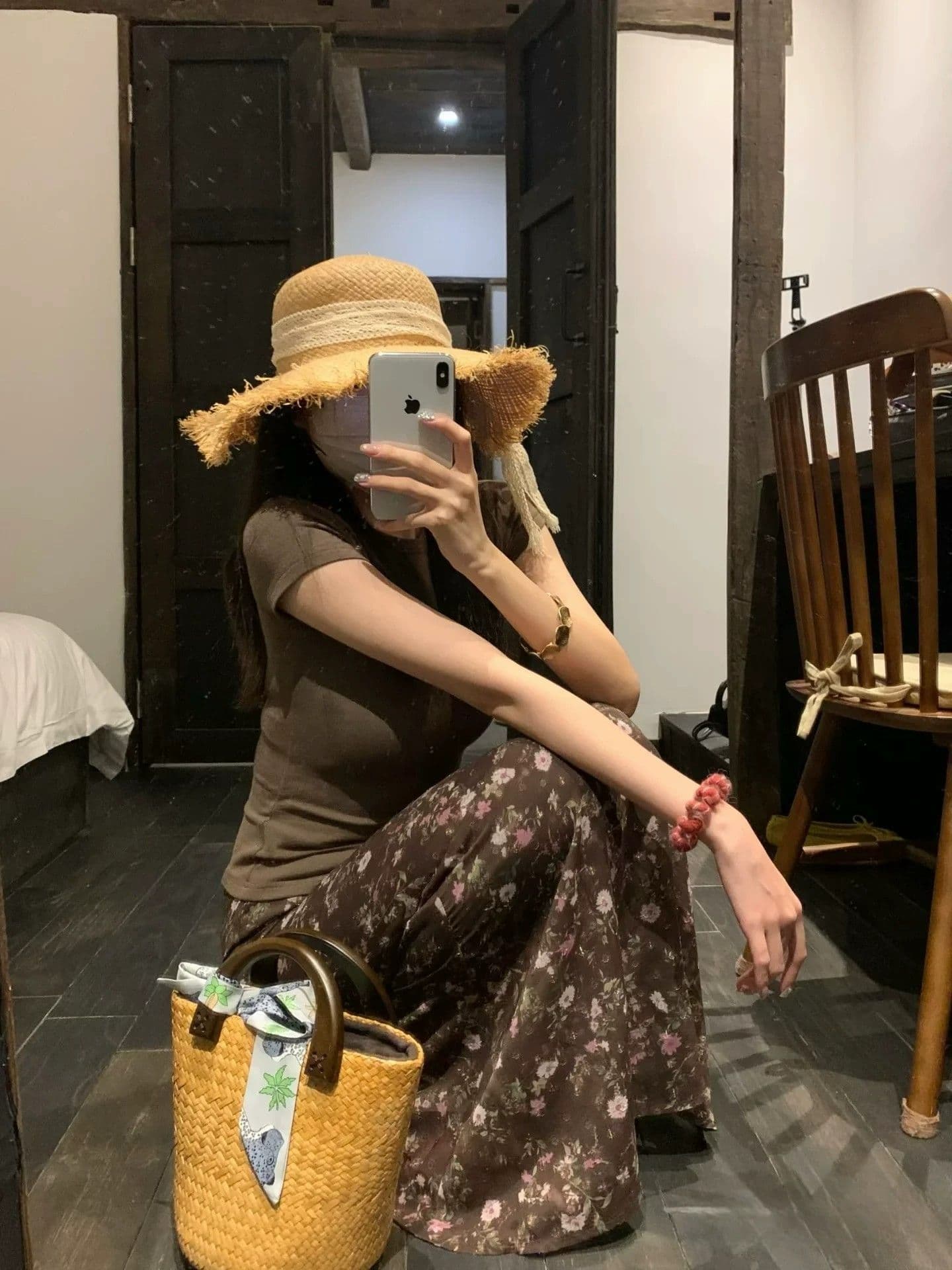 여름 허리밴드 도루 가을 센스 레트로 쉬폰 꽃무늬 반신 스커트 상세 이미지 11