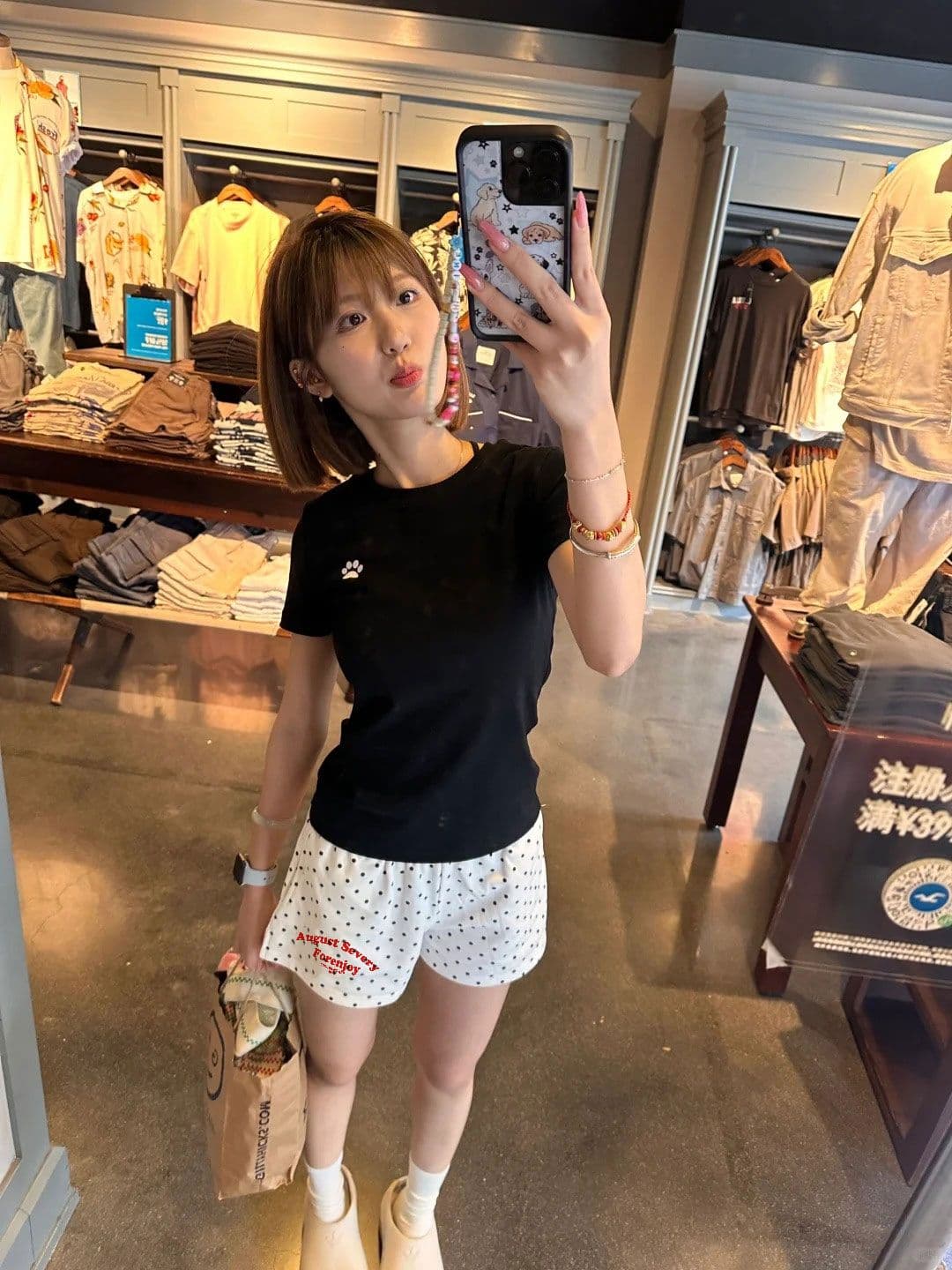 2026 여름 얇은 스타일 아메리칸 레트로 캠퍼스 바람 슬로건 도트 무늬 여성 ins 트렌디 몸매 가꾸기 캐주얼 반바지 상세 이미지 4