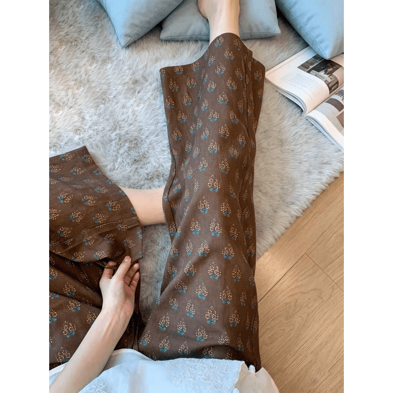 여름 새로운 작은 대중 디자인 허리밴드 다용도 레트로 꽃무늬 9부 바지 상세 이미지 8