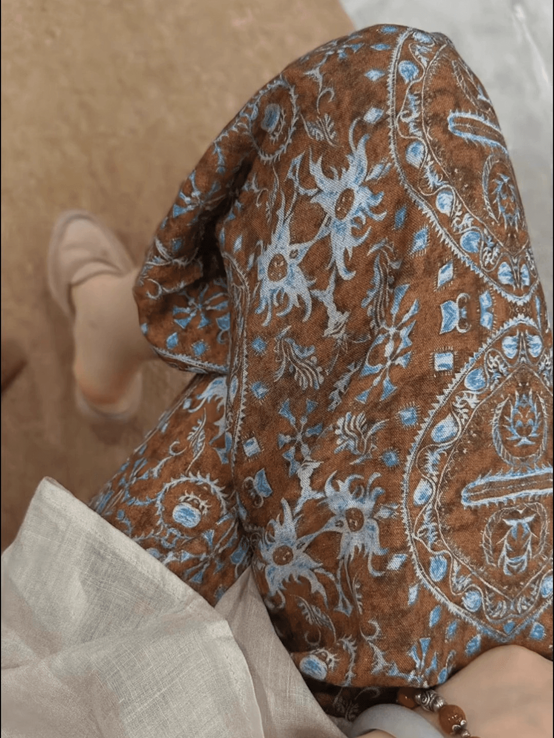 여름 새로운 작은 대중 디자인 허리밴드 다용도 레트로 꽃무늬 9부 바지 상세 이미지 2