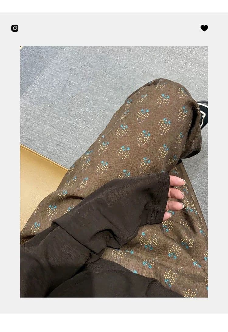 여름 새로운 작은 대중 디자인 허리밴드 다용도 레트로 꽃무늬 9부 바지 상세 이미지 2