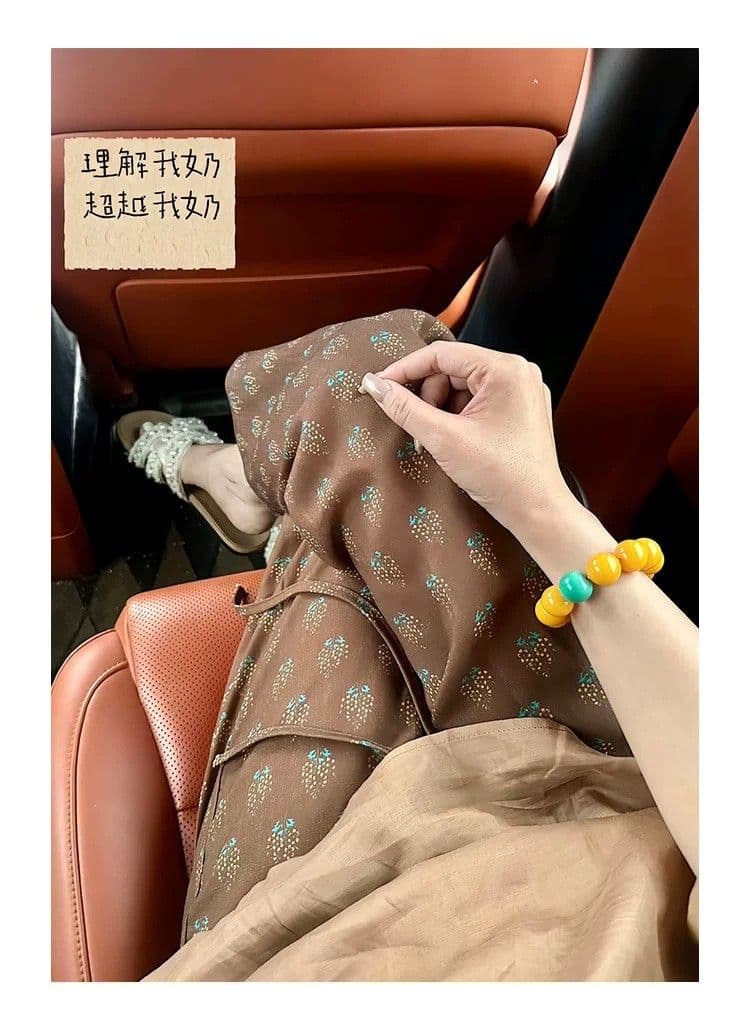 여름 새로운 작은 대중 디자인 허리밴드 다용도 레트로 꽃무늬 9부 바지 상세 이미지 4