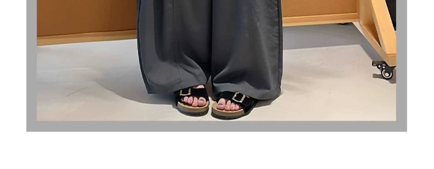 3 차원 허리 한 스타일 느긋한 바람 연한 자주색 와이드 레깅스 바지 여름 새로운 도루 센스 루즈핏 얼음 실크 캐주얼 바지 상세 이미지 10