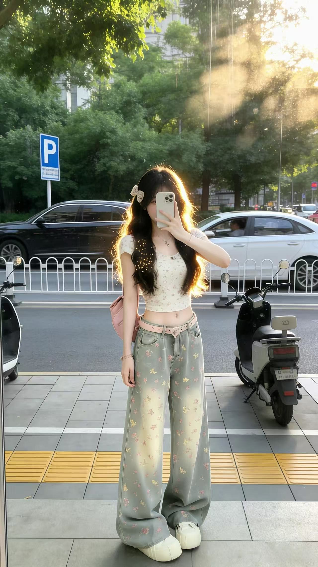 아메리칸 레트로 핫걸 청바지 여성 작은 대중 루즈핏 슬림해 보이는 스트레이트 넓은 다리 바닥 청소 바지 상세 이미지 5