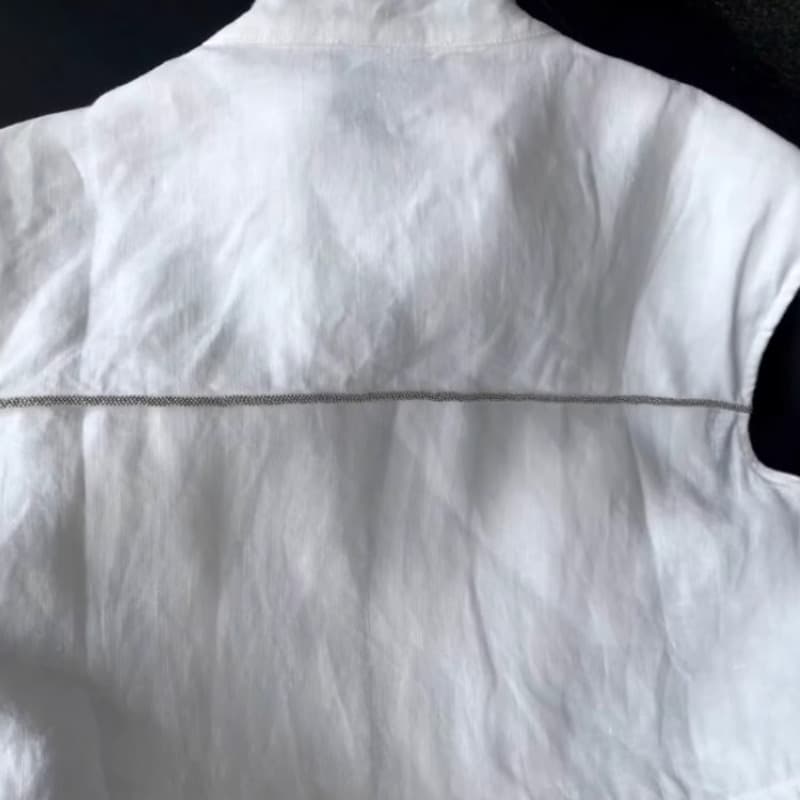 유럽 역 화이트 아마 민소매 워크웨어 베스트 조끼 여성 봄 스택 착용 미니멀리즘 다용도 민소매 어깨 재킷 이미지 5