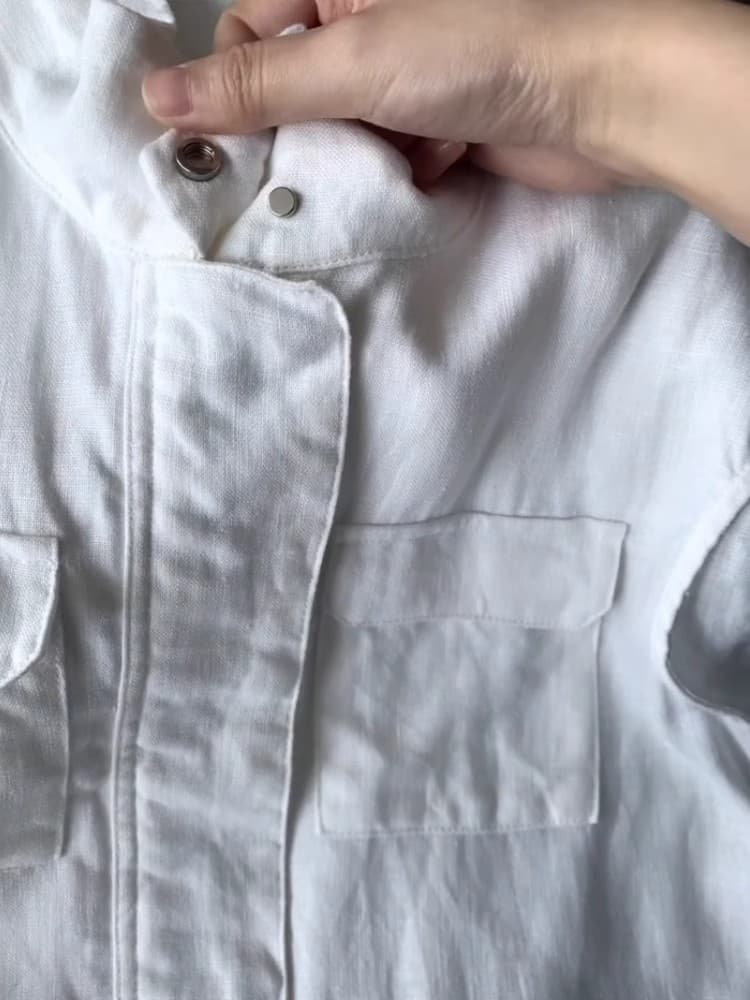유럽 역 화이트 아마 민소매 워크웨어 베스트 조끼 여성 봄 스택 착용 미니멀리즘 다용도 민소매 어깨 재킷 상세 이미지 4