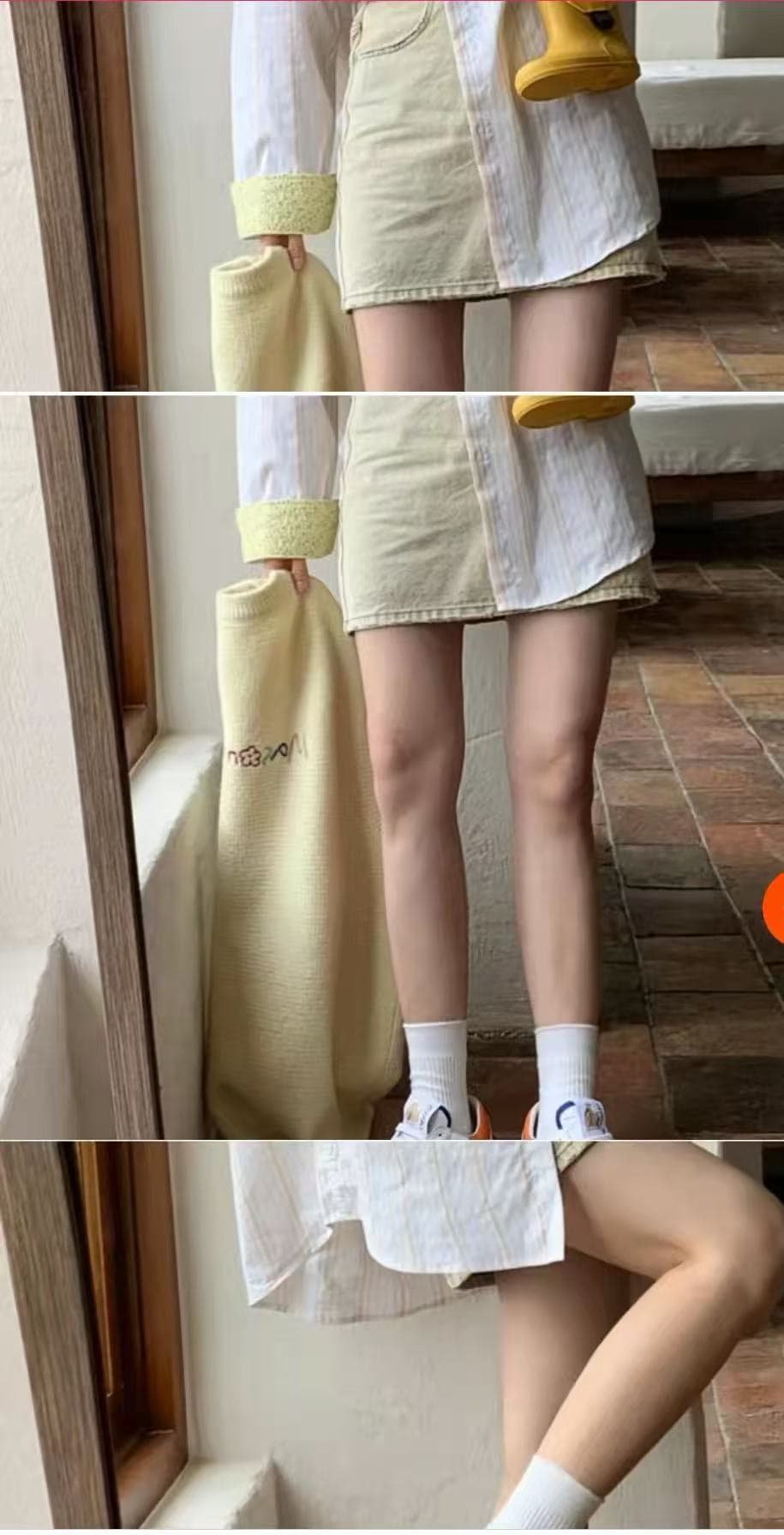 급우 셔츠 너무 많아서 그러나 나 이 조각 그리고 기타 ~ 중 동일하지 않음 코디 하이웨이스트 데님 반신 미니 스커트 상세 이미지 6