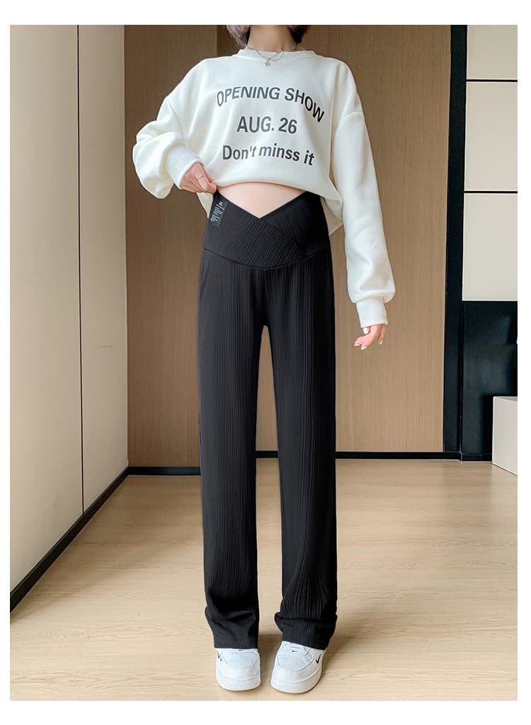 실사 임산부 바지 가을 겨울 슬림해 보이는 외출용 임산부 캐주얼 와이드 레그 팬츠 스트레이트 로우 웨이스트 임산부 바지 임산부 가을 의상 상세 이미지 29