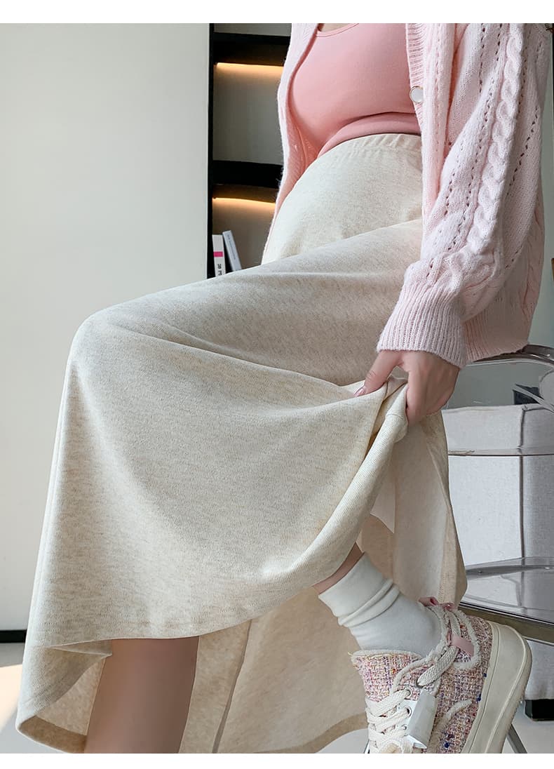 실사 임산부 반신 스커트 봄 가을 찹쌀 반 스커트 임산부 치마 가을 겨울 없음 복부 지지 롱 스커트 작은 키 출산 착용 상세 이미지 25