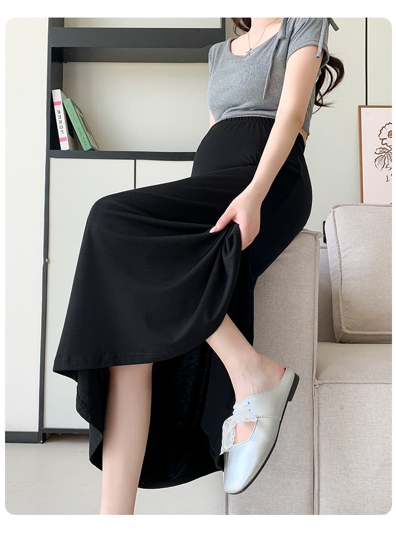 실사 임산부 반신 스커트 봄 여름 얇은 스타일 반 스커트 임산부 치마 여름 없음 복부 지지 롱 스커트 작은 키 출산 착용 상세 이미지 36