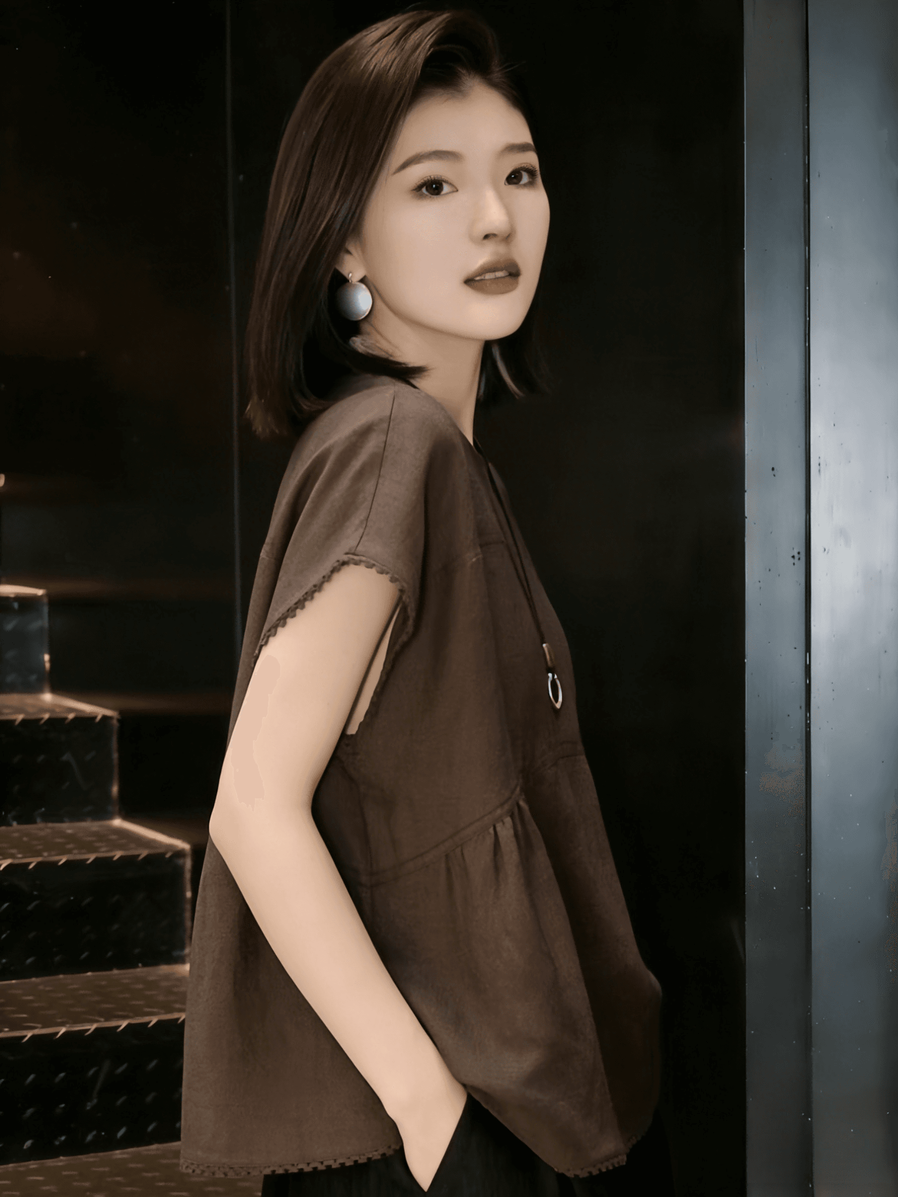 일본식 면 나병 아마 루즈핏 반팔 레이스 레이스 표지 고기 슬림해 보이는 연령 감소 맨위 여성 여름 이미지 2