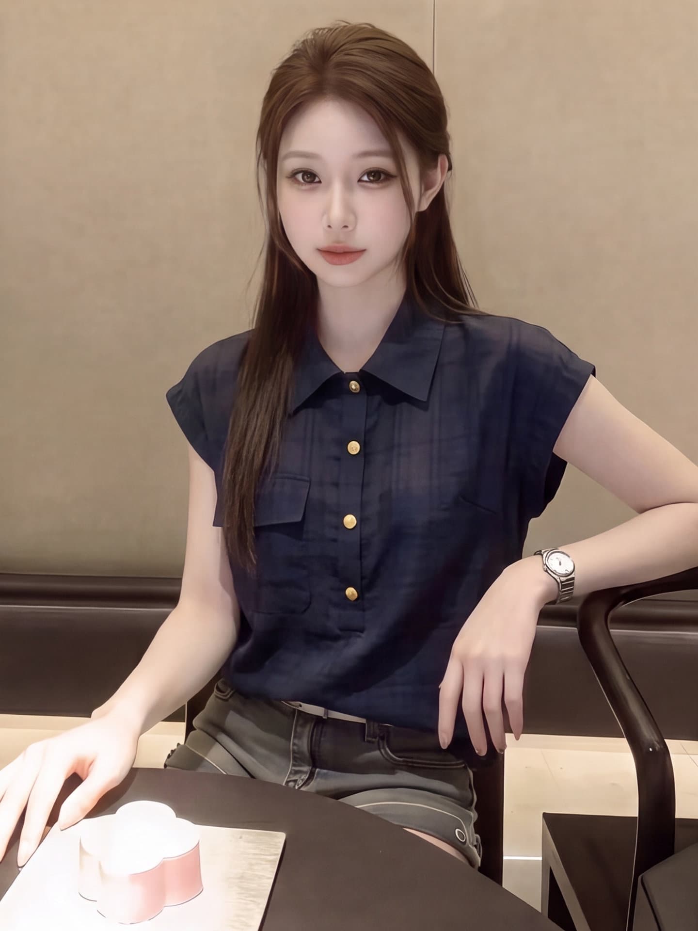 프랑스식 고유 한 Chic 패션 품격 POLO 칼라 셔츠 2026 여름 단색 출퇴근 다용도 반팔 맨위 여성 상세 이미지 4
