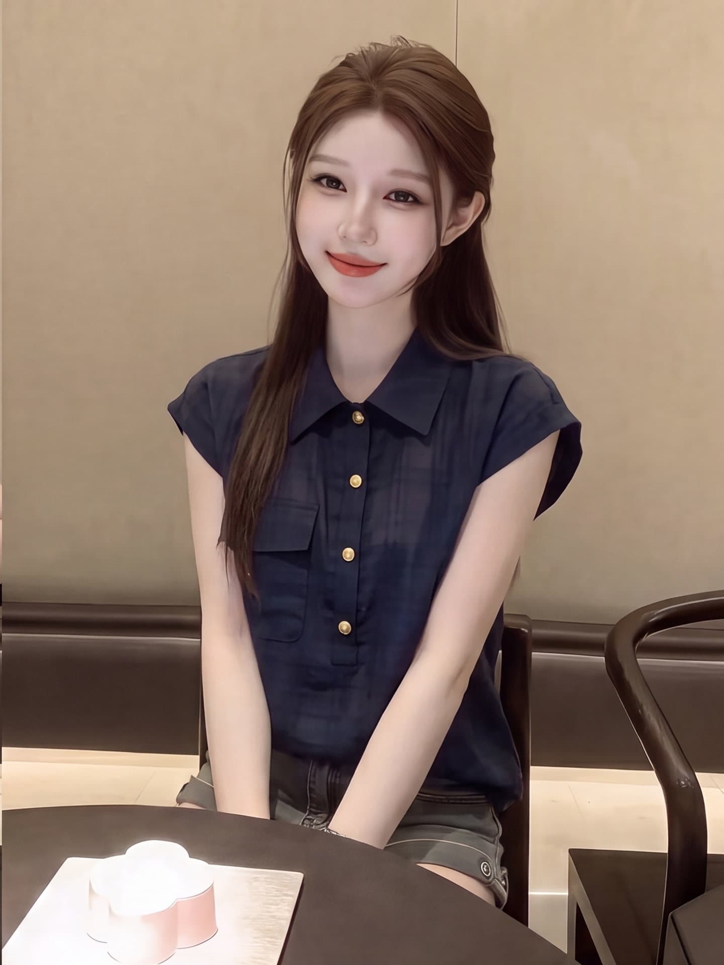 프랑스식 고유 한 Chic 패션 품격 POLO 칼라 셔츠 2026 여름 단색 출퇴근 다용도 반팔 맨위 여성 상세 이미지 6