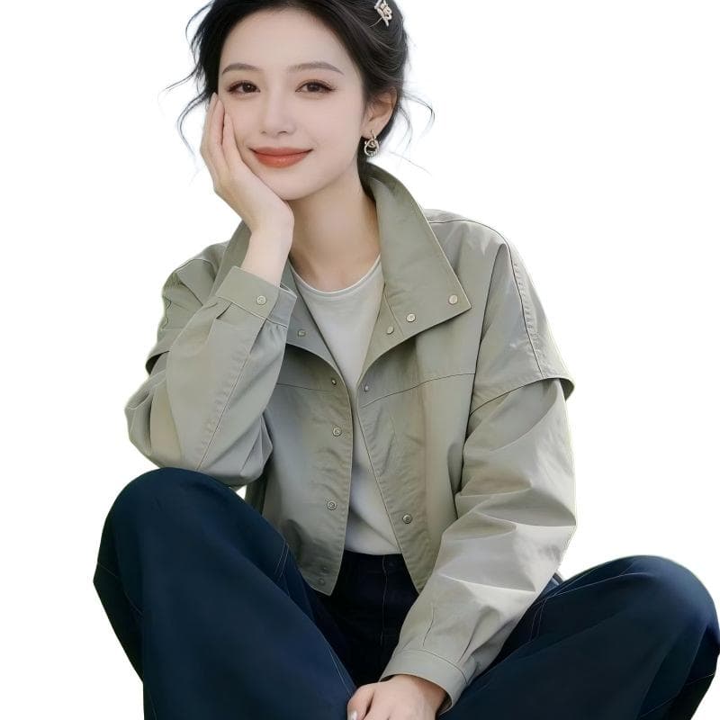 2026 봄 새로운 한국 스타일 자켓 루즈핏 다용도 스탠드 칼라 패션 맨위 짧은 여성 코트 상세 이미지 7