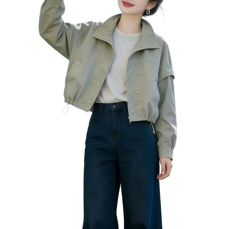 2026 봄 새로운 한국 스타일 자켓 루즈핏 다용도 스탠드 칼라 패션 맨위 짧은 여성 코트 상세 이미지 16