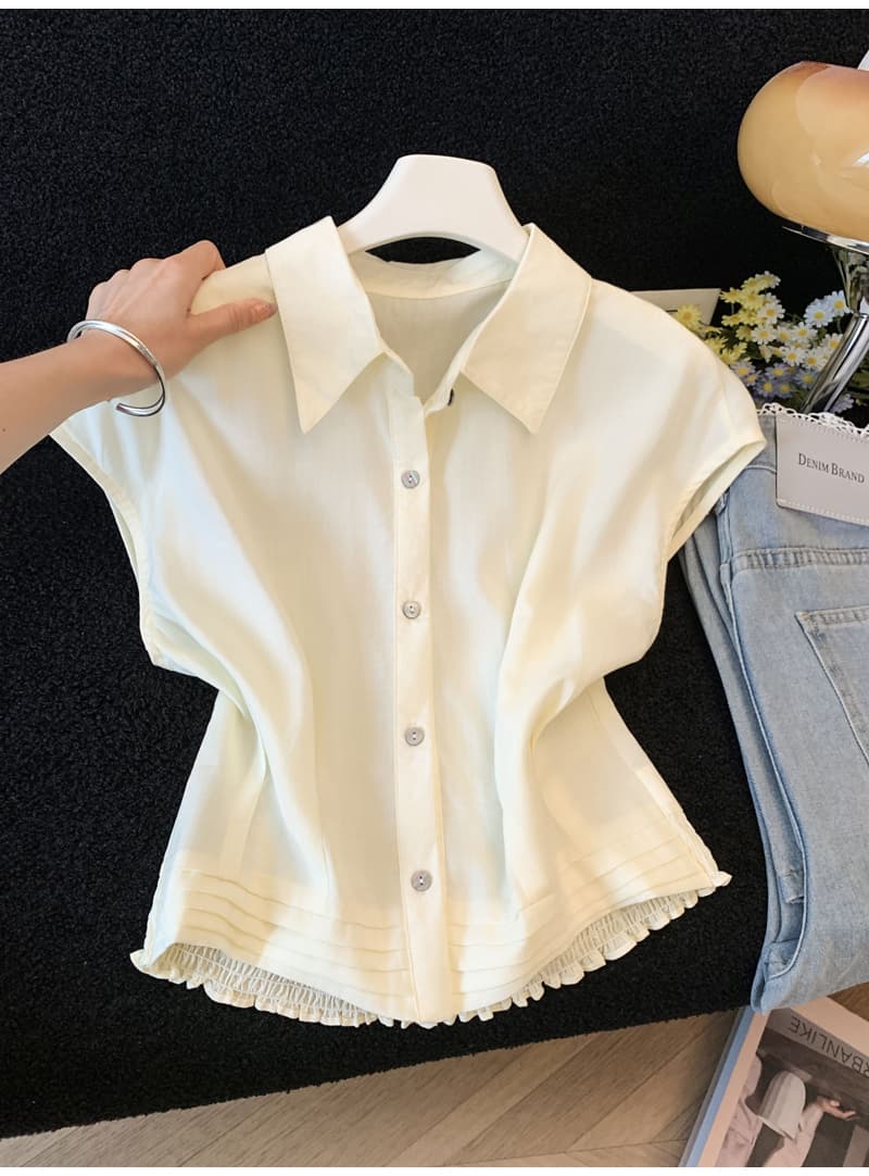 한 부서 chic 화이트 폴로 칼라 작은 날다 소매 주름 여성 셔츠 2026 여름 캐주얼 미니멀리즘 품격 다용도 셔츠 상세 이미지 13