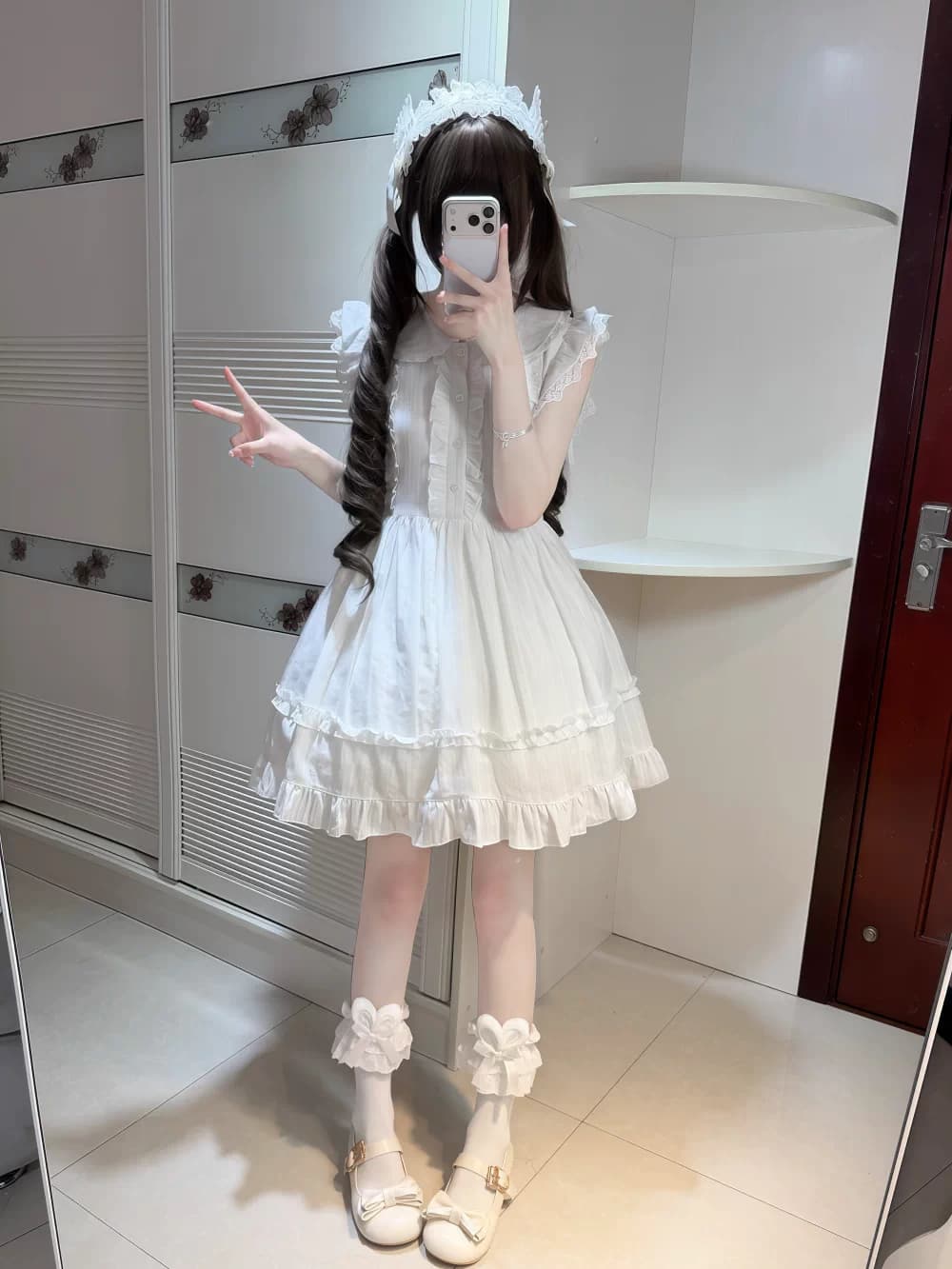 수수께끼 토끼 소녀 첫사랑 센스 샤오 바이 치마 오리지널 달콤한 자매 소녀 달콤함 레이스 작은 날다 소매 여름 드레스 이미지 4