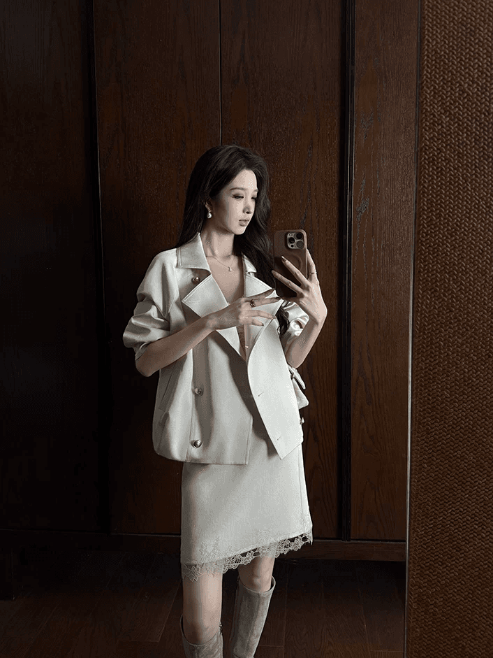 인터넷 유명인 새로운 2026 패션 품격 폴로 칼라 작은 외투 상세 이미지 2