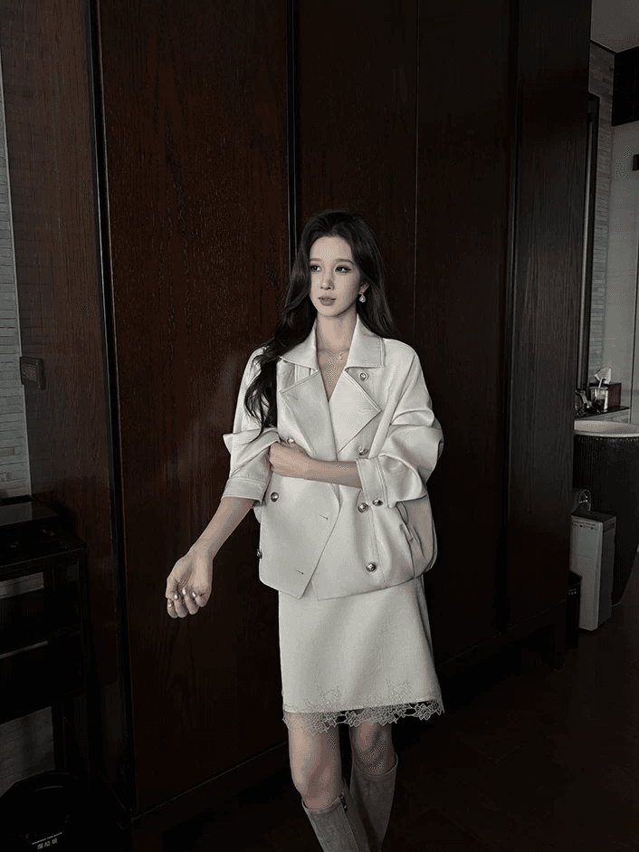 인터넷 유명인 새로운 2026 패션 품격 폴로 칼라 작은 외투 상세 이미지 3
