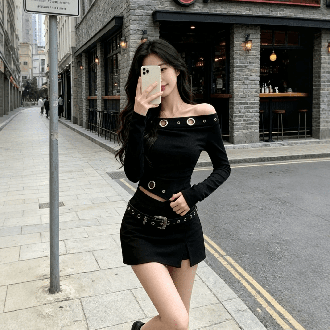 인터넷 유명인 새로운 2026 가을 패션 핫걸 맨위 미니 스커트 세트 투피스 세트 상세 이미지 2