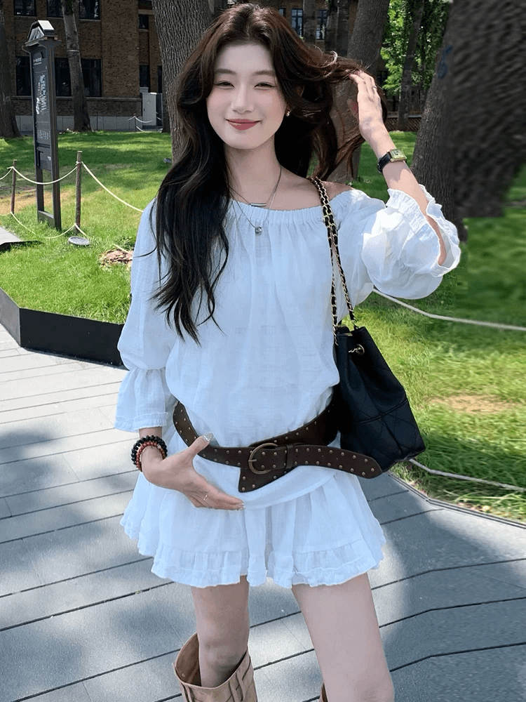 인터넷 유명인 새로운 2026 가을 패션 품격 맨위 허리 수축 미니 스커트 세트 투피스 세트 상세 이미지 8