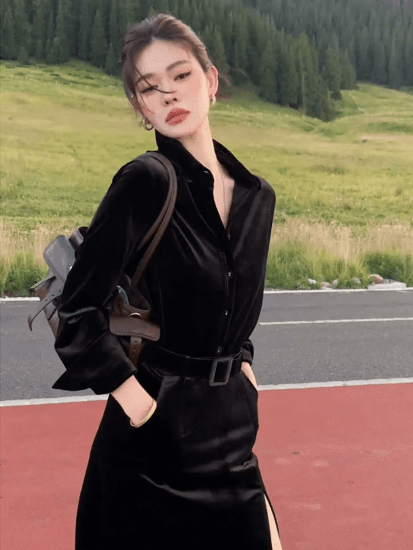 인터넷 유명인 새로운 2026 가을 패션 폴로 칼라 맨위 미니 스커트 세트 투피스 세트 상세 이미지 4