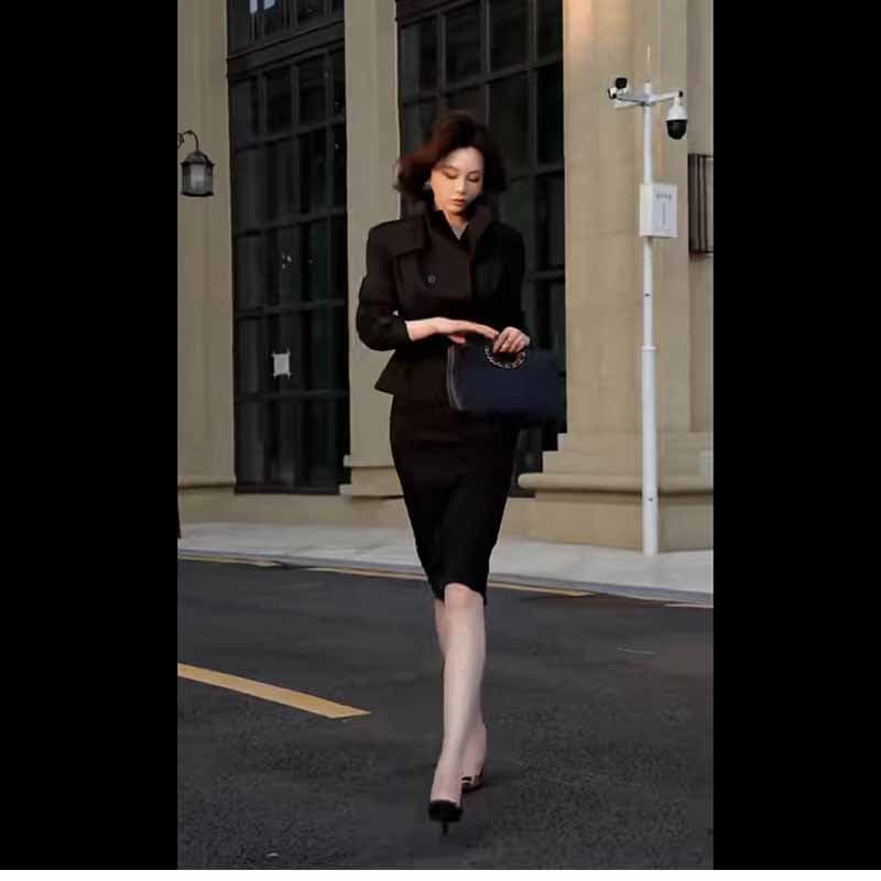 인터넷 유명인 새로운 2026 가을 더블 행 치마 세트 투피스 세트 상세 이미지 1