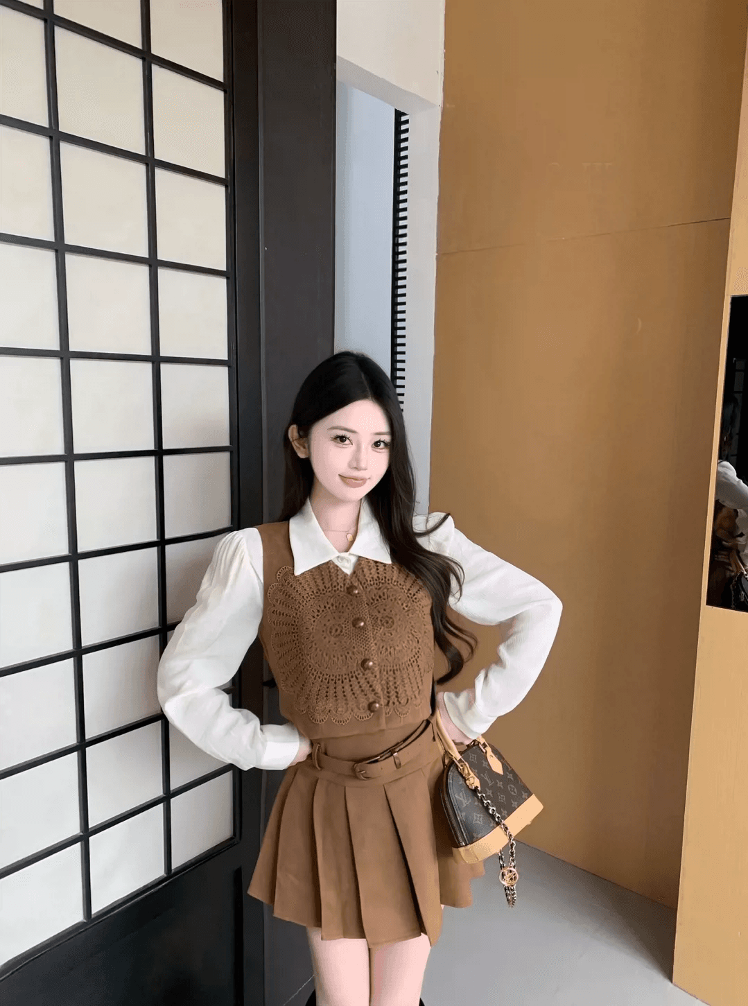 인터넷 유명인 새로운 2026 가을 패션 품격 셔츠 재킷 미니 스커트 세트 3종 세트 상세 이미지 5