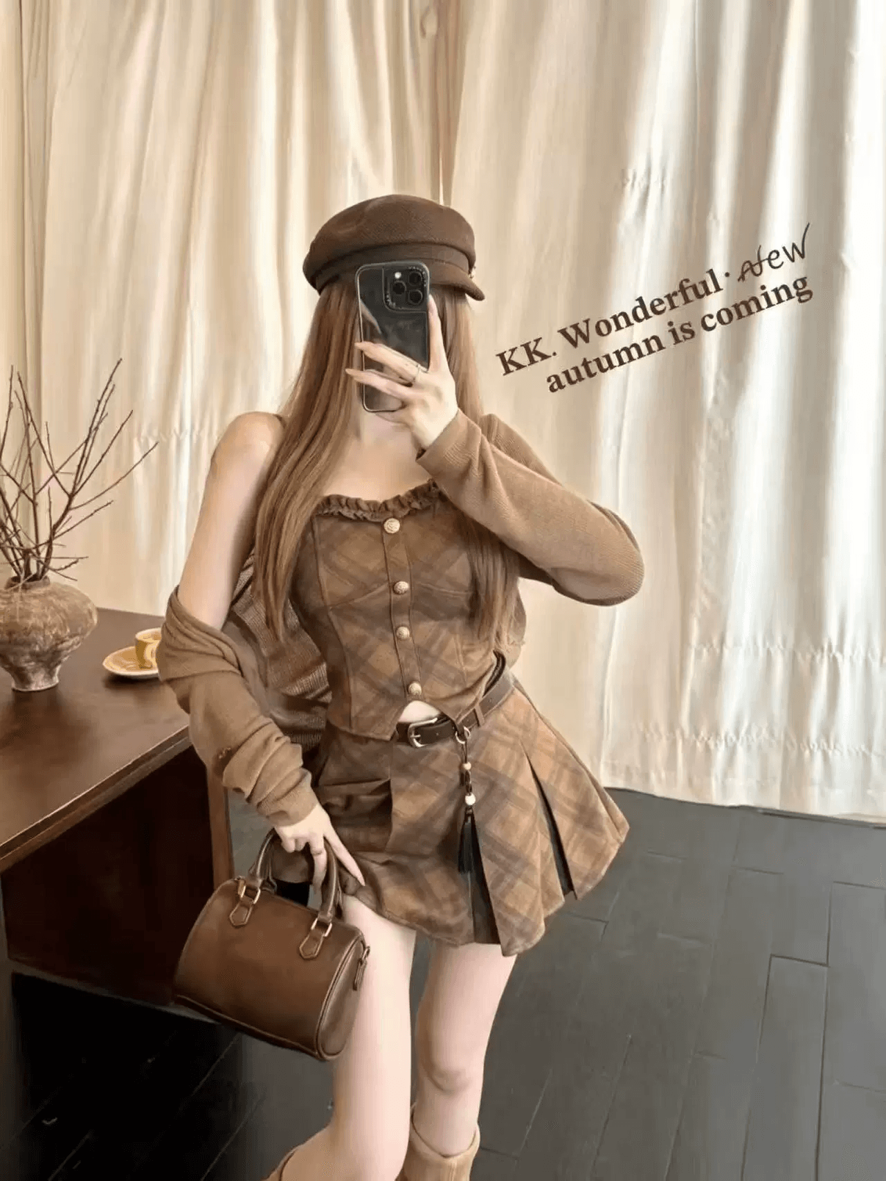인터넷 유명인 새로운 2026 가을 패션 맨위 슬립 핫걸 미니 스커트 세트 3종 세트 상세 이미지 1