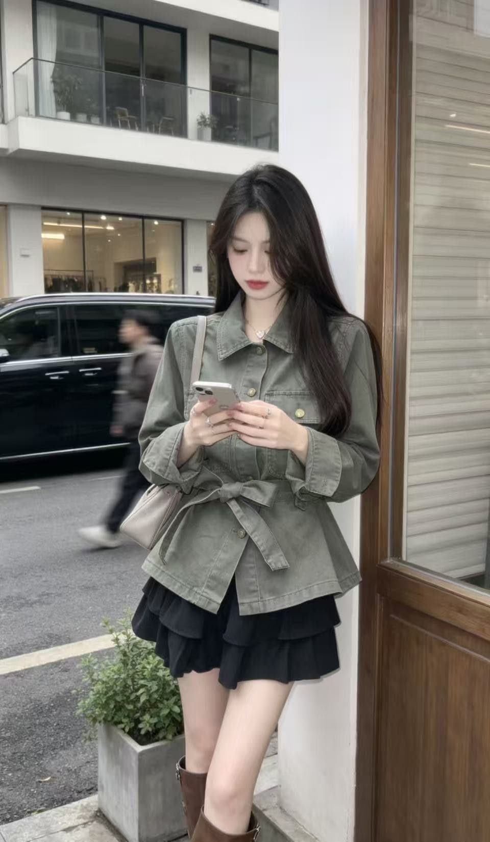 인터넷 유명인 새로운 2026 가을 패션 데님 맨위 미니 스커트 세트 투피스 세트 이미지 2