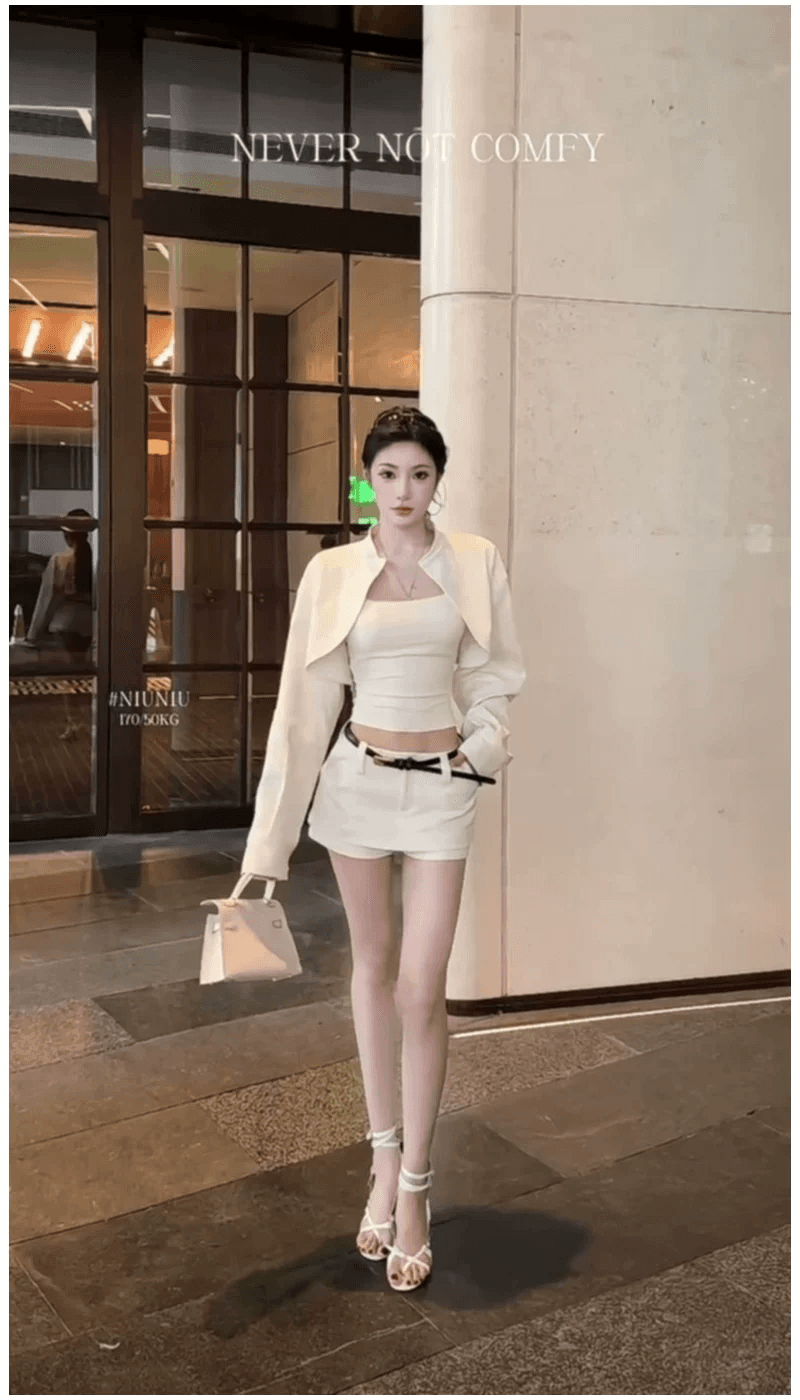 인터넷 유명인 새로운 2026 가을 패션 반바지 맨위 핫걸 반바지 치마 세트 투피스 세트 이미지 4