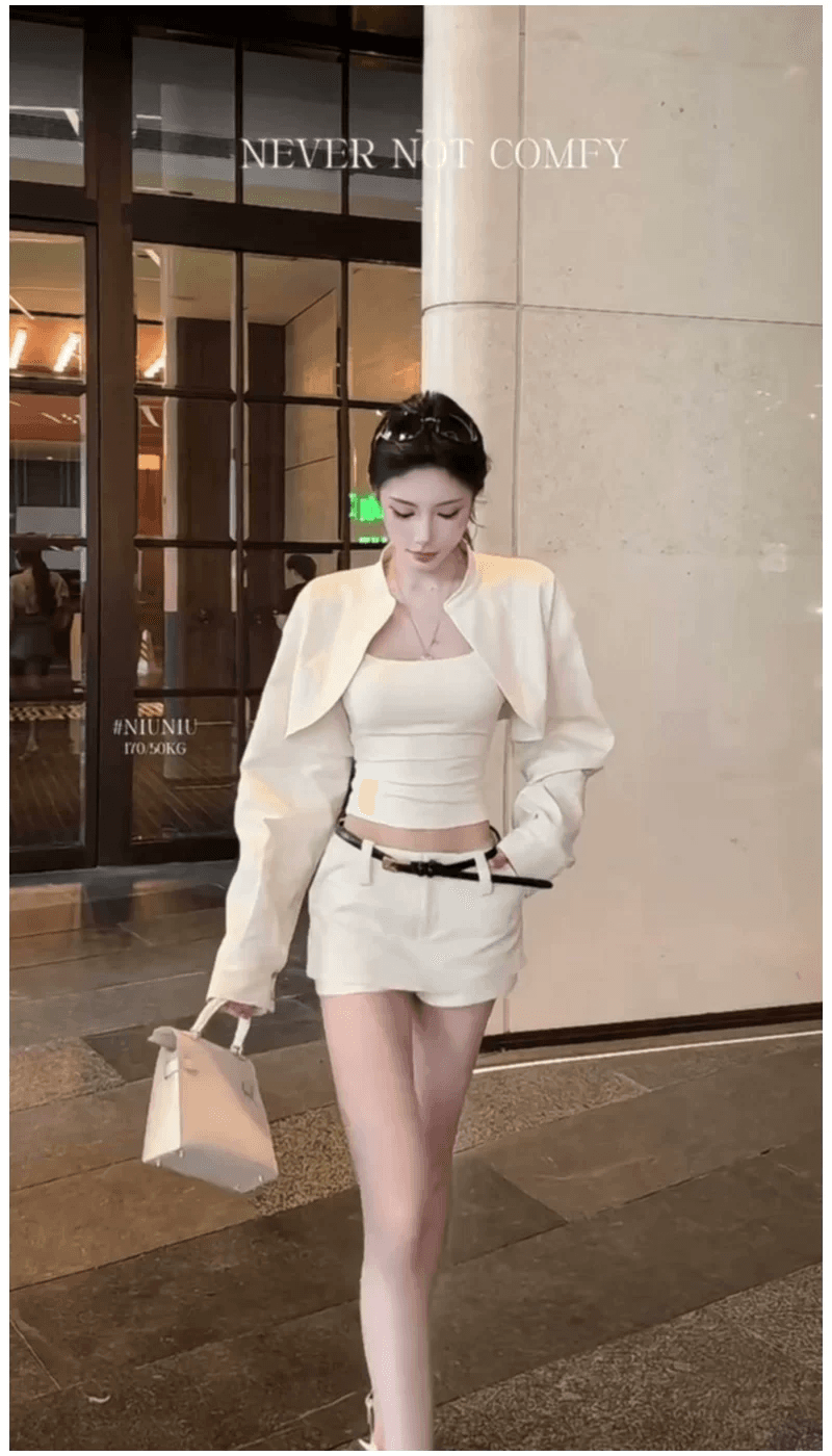 인터넷 유명인 새로운 2026 가을 패션 반바지 맨위 핫걸 반바지 치마 세트 투피스 세트 이미지 5