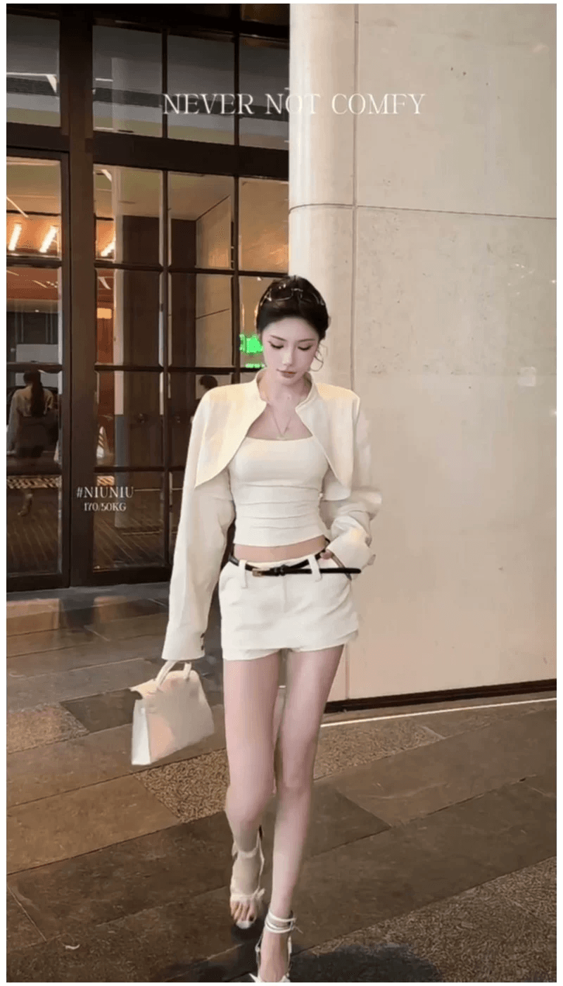 인터넷 유명인 새로운 2026 가을 패션 반바지 맨위 핫걸 반바지 치마 세트 투피스 세트 이미지 2