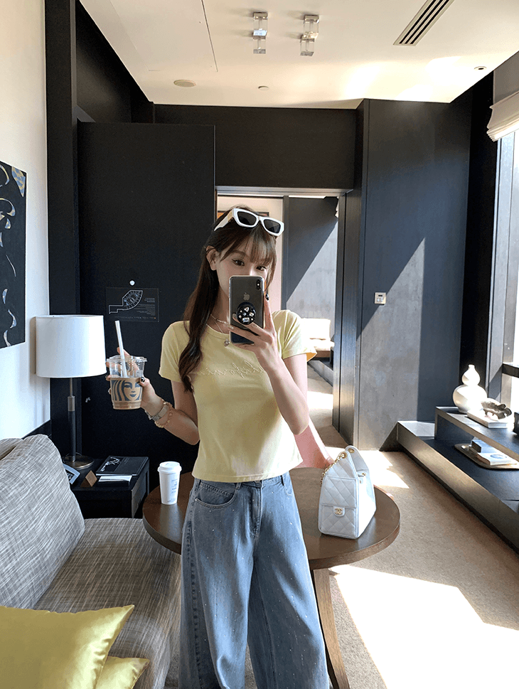 큰 병 맞춤 여름 제한적 소 깨진 얼음 바래다 훈련 청바지 여성 여름 얇은 루즈핏 스트레이트 캐주얼 긴 바지 상세 이미지 30