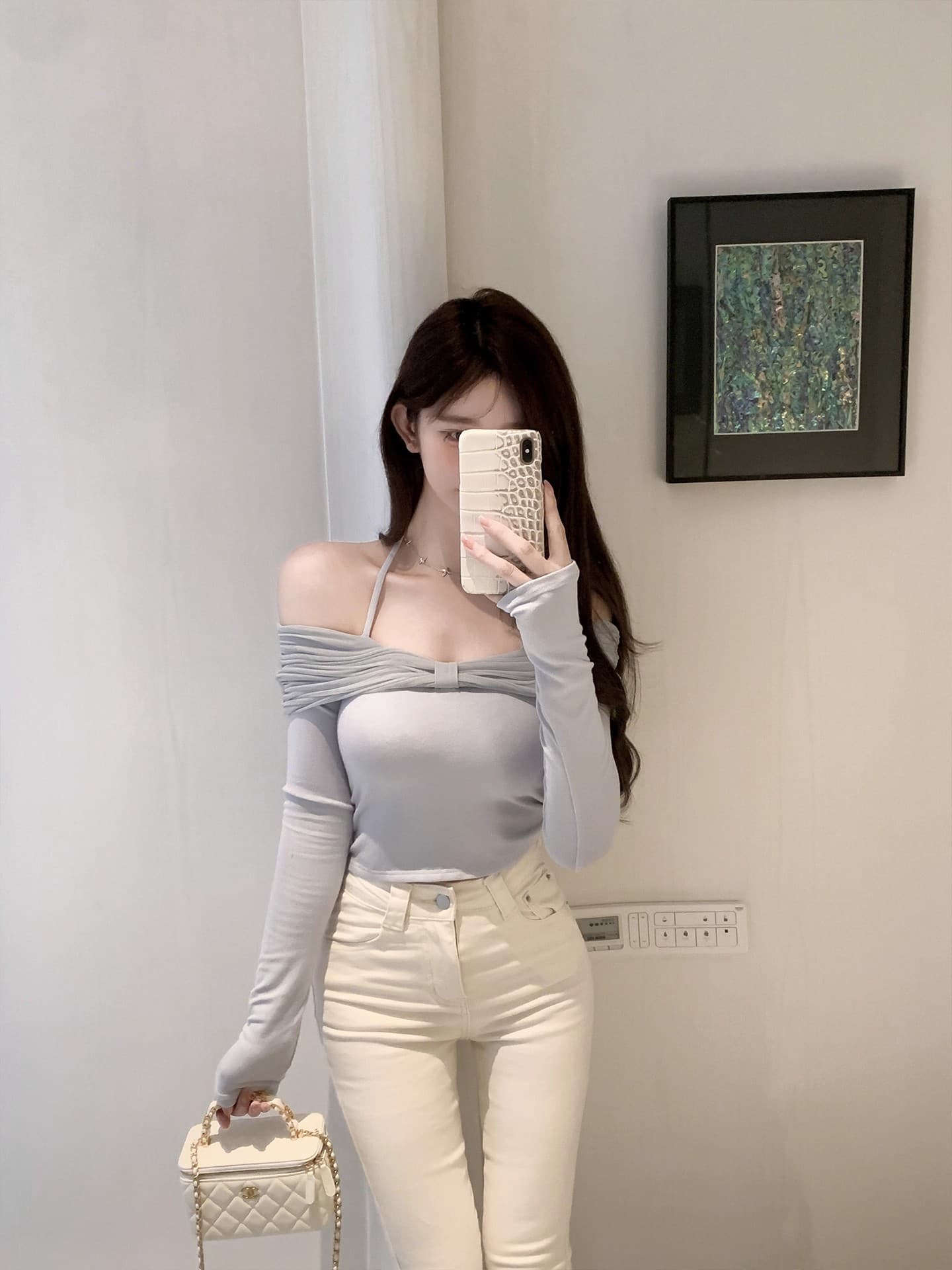 만약 언어 맞춤 한 남자 아름다운 다리 실습 97 면 마이크로 폭탄 데님 작은 발 바지 하이웨이스트 품격 캐주얼 바지 디스플레이 다리 길이 이미지 3