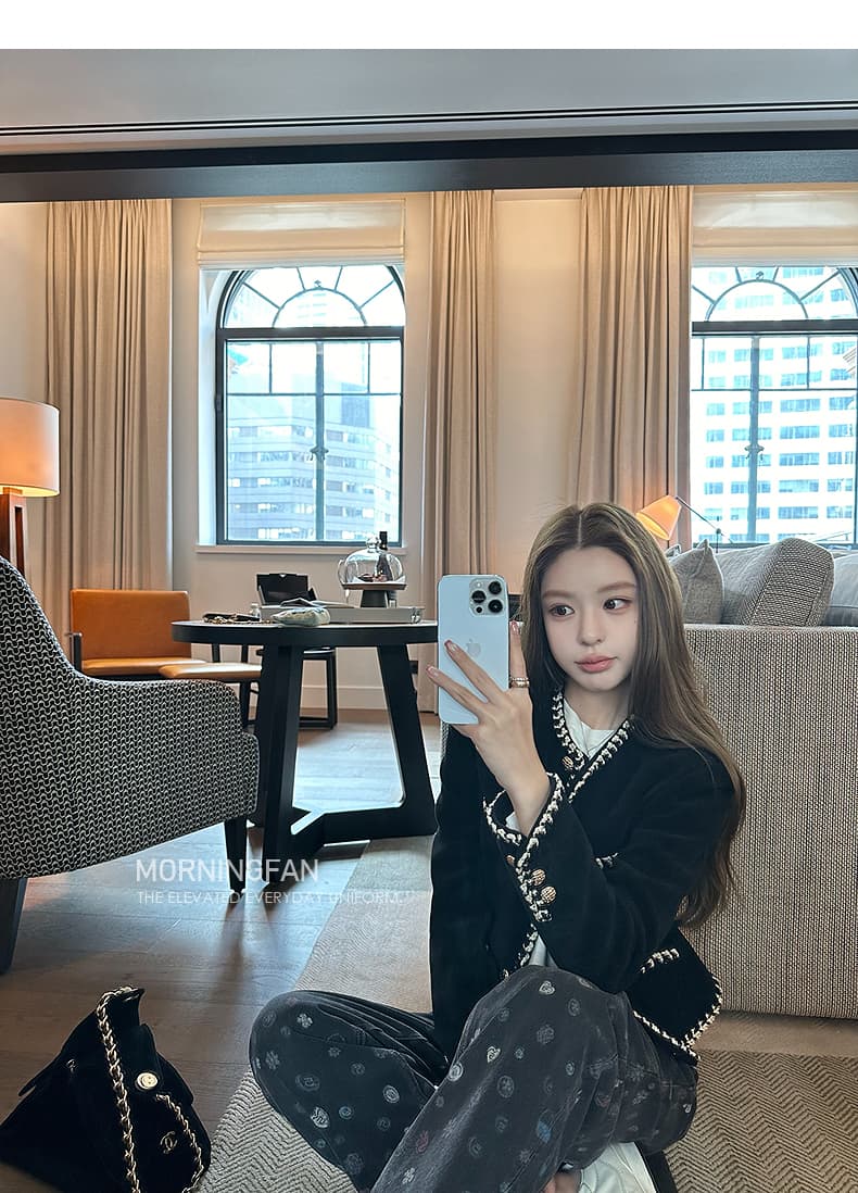 안녕하세요. 팬 팬 세부 사항 당겨서 전체 25b 어둠 곡물 전체 인쇄 청바지 스트레이트 슬림해 보이는 일반 연삭 털 긴 바지 상세 이미지 18