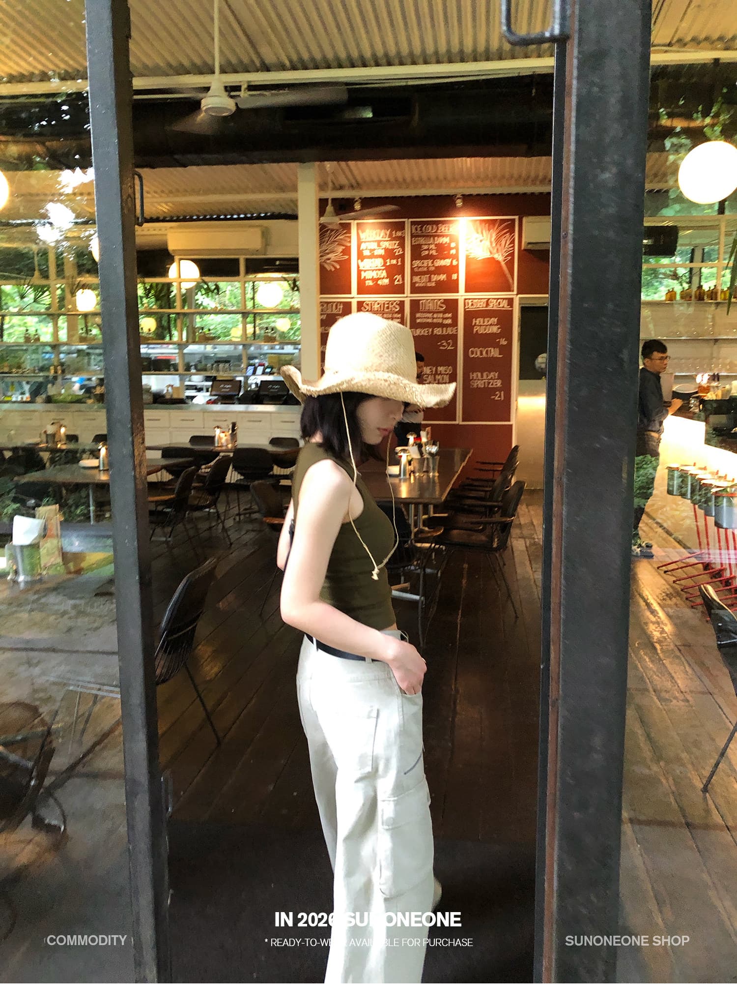 sunoneone 기타 주머니 루즈핏 스트레이트 아메리칸 레트로 카키 색 워크웨어 팬츠 여성 봄 워싱 캐주얼 바지 상세 이미지 21