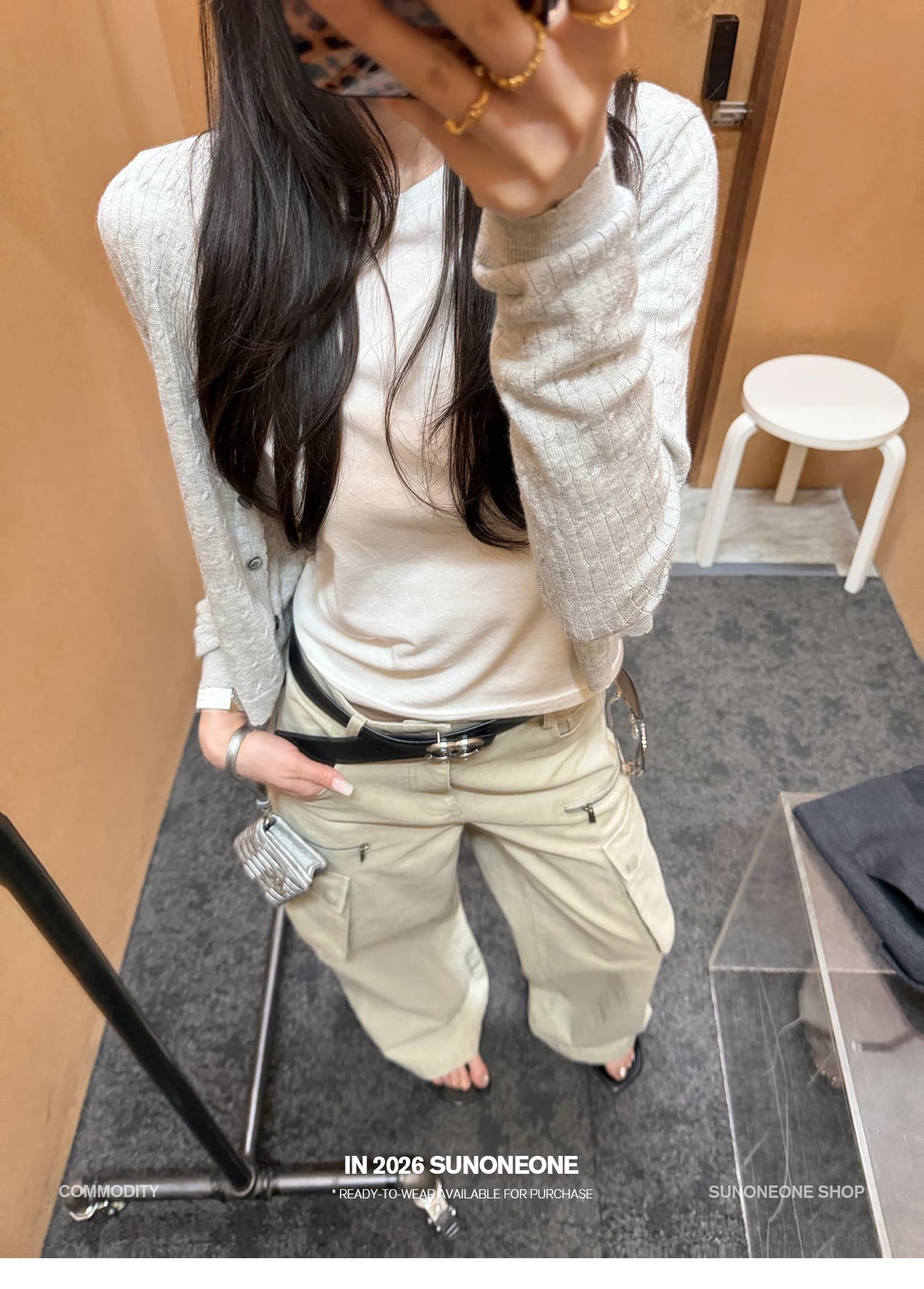 sunoneone 기타 주머니 루즈핏 스트레이트 아메리칸 레트로 카키 색 워크웨어 팬츠 여성 봄 워싱 캐주얼 바지 상세 이미지 31