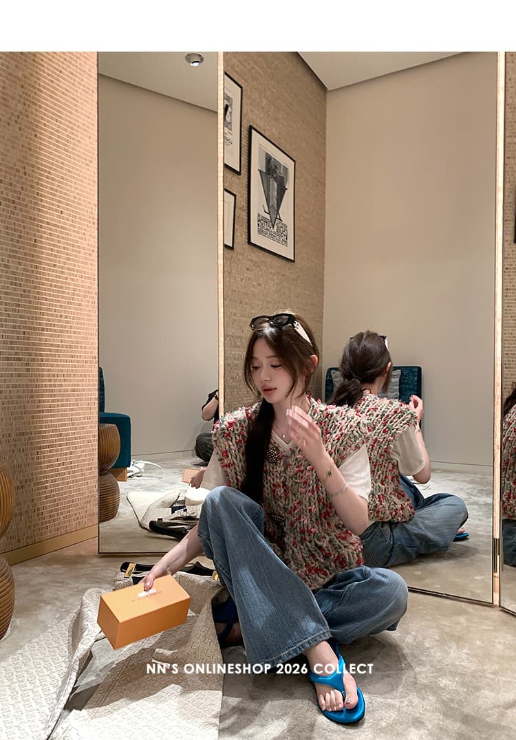 첸 좋은 난 이른 봄 선호 블루스 무거운 작업 색상 진주 핫픽스 하늘색 데님 와이드 레그 팬츠 상세 이미지 40