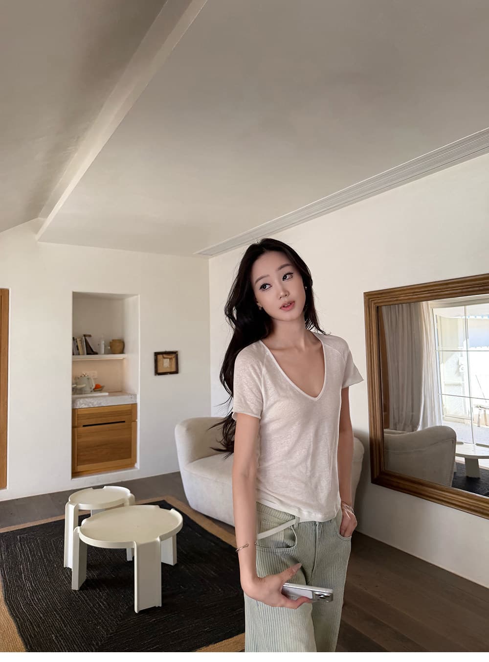 5werkwen 여름 특별 조정 비전 온도 하강 맞춤 스트라이프 원단 상쾌 에디션 워싱 하늘색 청바지 상세 이미지 51