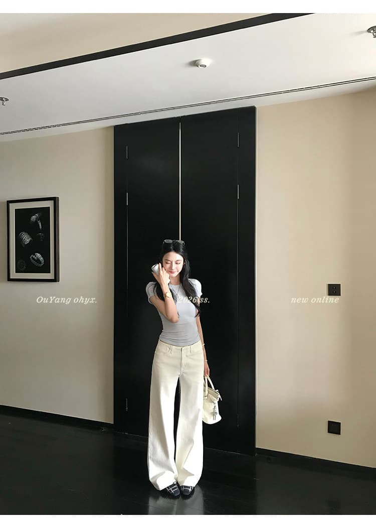 지구 Ouyang 잡초와 함께 자란 허리 머리 스트레이트 다리 소 2.0 업그레이드 무거운 업그레이드 활성 염색 워시 선 흔적 청바지 상세 이미지 5