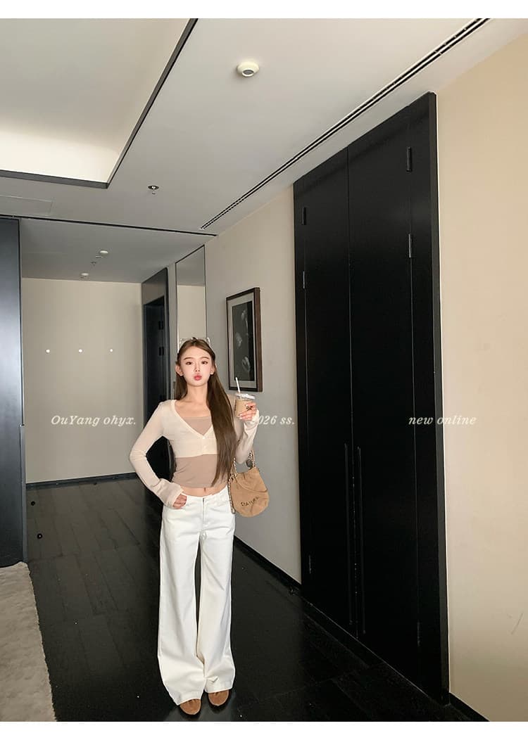 지구 Ouyang 잡초와 함께 자란 허리 머리 스트레이트 다리 소 2.0 업그레이드 무거운 업그레이드 활성 염색 워시 선 흔적 청바지 상세 이미지 35