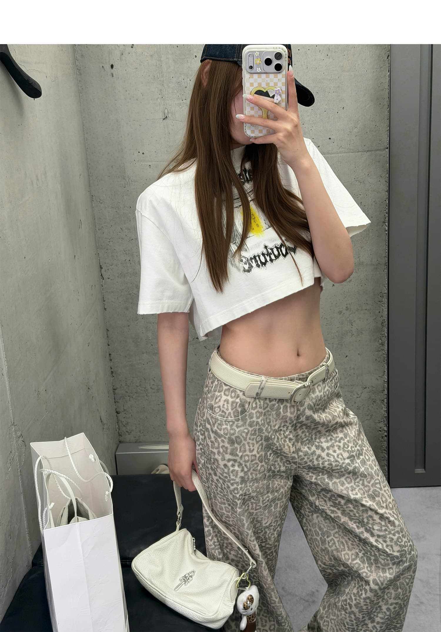 dailydash 밤나무 표범 레트로 거리 레오파드 무늬 프린트 루즈핏 스트레이트 팬츠 다용도 캐주얼 긴 바지 여성 이미지 4