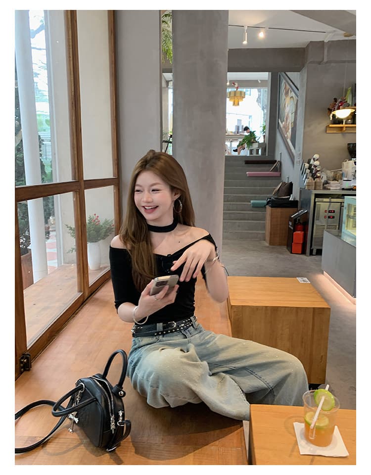 케이크를 잘라 직접 만든 작은 키 봄 여름 파란색 바지 아이들 패션 뜨거운 은 스팽글 스트레이트 넓은 다리 청바지 다용도 상세 이미지 29