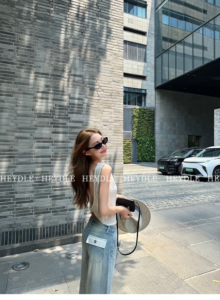 검은 콩 흠 파리 거리 아메리칸 레트로 배색 와이드 레그 팬츠 워싱 고양이 반드시 루즈핏 청바지 긴 바지 여성 상세 이미지 37