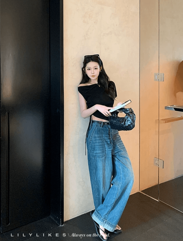 lilylikes 레트로 수여 됨 바지 손 문지르다 마 오래된 뒤집다 측면 청바지 축소 축소 와 성별 슛 블록 버스터 센스 이미지 2