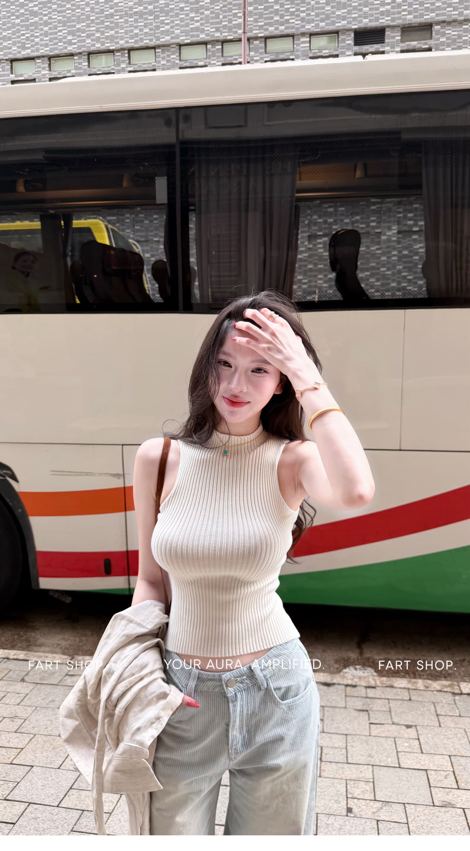 fart shop 빛 산소 휴 자유 일 레트로 좋은 세로 줄무늬 스트레이트 청바지 여성 봄 여름 워싱 긴 바지 상세 이미지 24