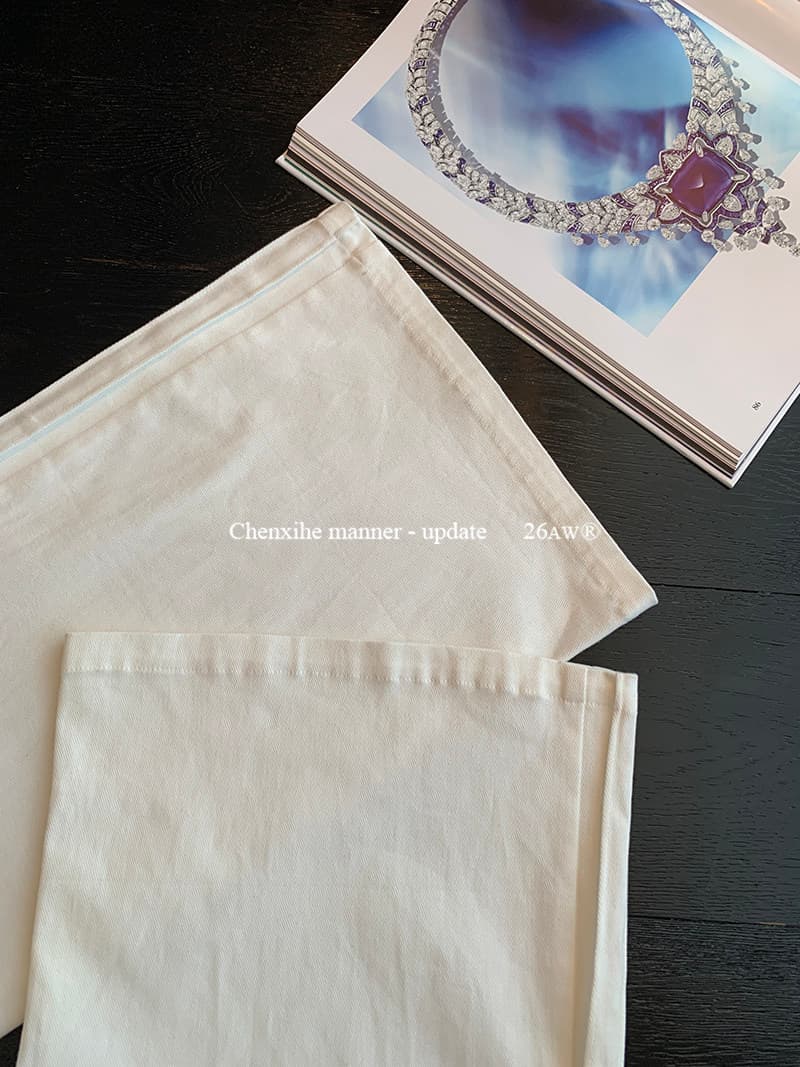 그는 아침 디자인 센스 화이트 기타 깨진 솔기 루즈핏 와이드 레그 팬츠 스트레이트 슬림해 보이는 출퇴근 부드럽게 마이크로 폭탄 캐주얼 바지 상세 이미지 2