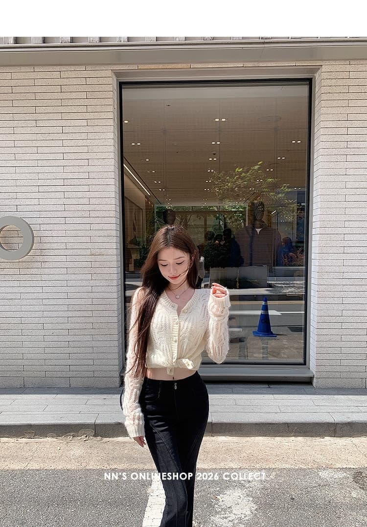 첸 좋은 난 nns 하프 한 바지 레트로 마 오래된 워싱 블랙 곡선 분할선 부츠컷 청바지 상세 이미지 29