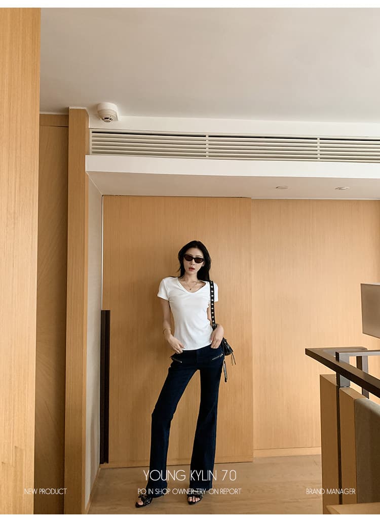 70 아니요 70 일 실크 부츠컷 청바지 여성용 바지 원본 암소 색상 디자인 센스 한 부서 긴 바지 캐주얼 바지 상세 이미지 11